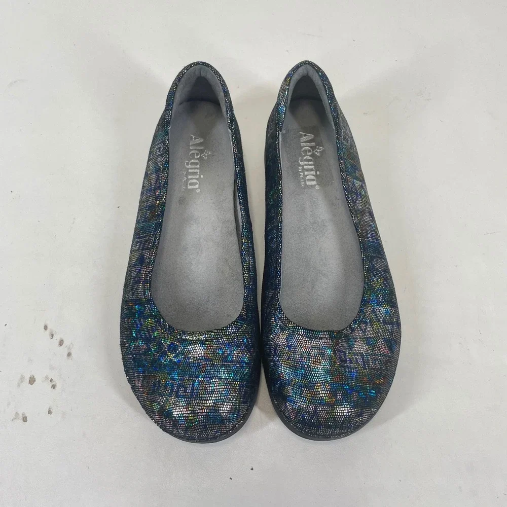 Alegria by PG Lite Petal Ballet Flats Metallic Mosaic Leather PET-321 Size 9